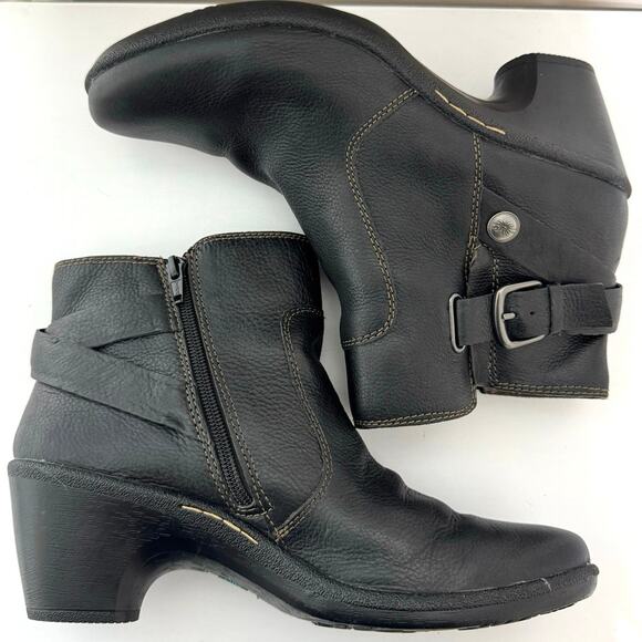 Montana Women’s Leather Side Zip Buckle & Button Accent Ankle Boots 10 M Black - Picture 7 of 10